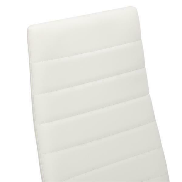 4pcs Home Modern PU Leather Stripping Texture High Backrest Dining Chairs White