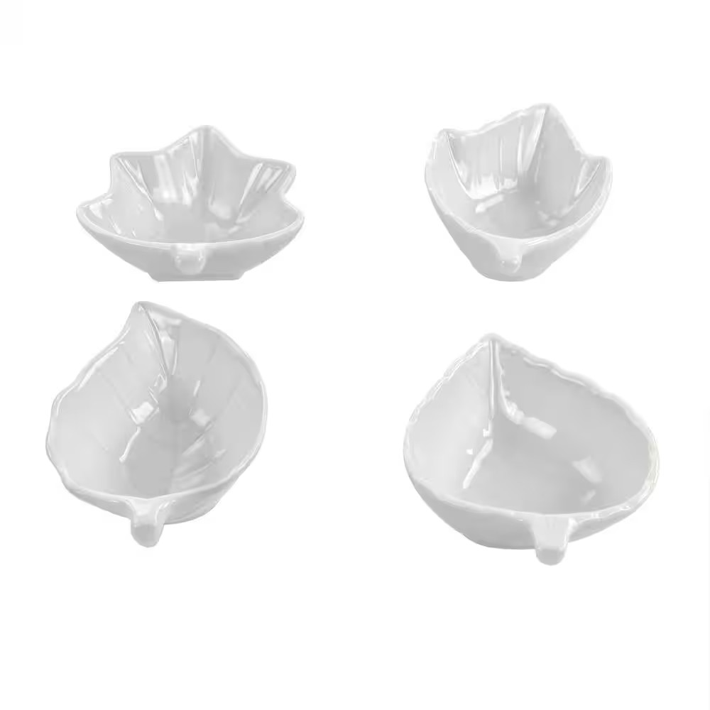 4-Piece Ceramic Tidbit Dish Set in White