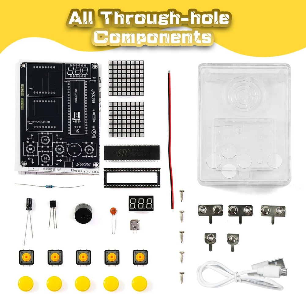 7-in-1 Game Soldering Project Kit, Beginner DIY Retro Handheld Game Console E...