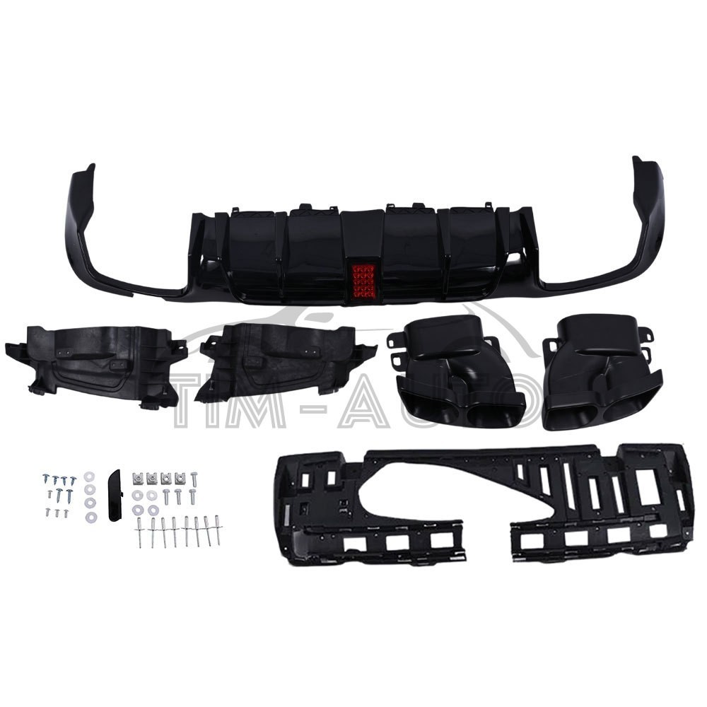 Rear Diffuser W/LED+Exhaust Tips For 2016-2020 Benz W213 E300 E43 E63