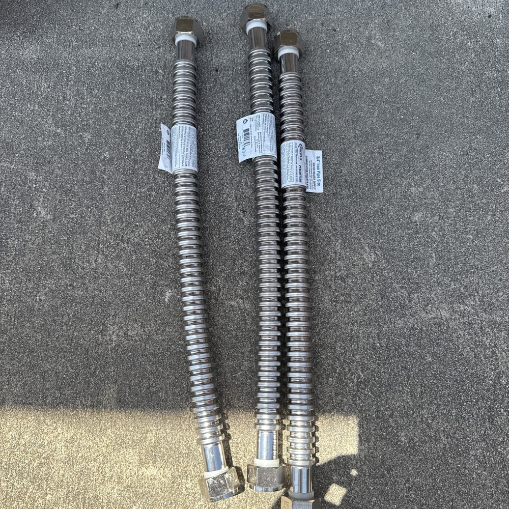 3 Pack ProFlo PFXCHFT18N Stainless Steel Water Heater Connector 18" Long