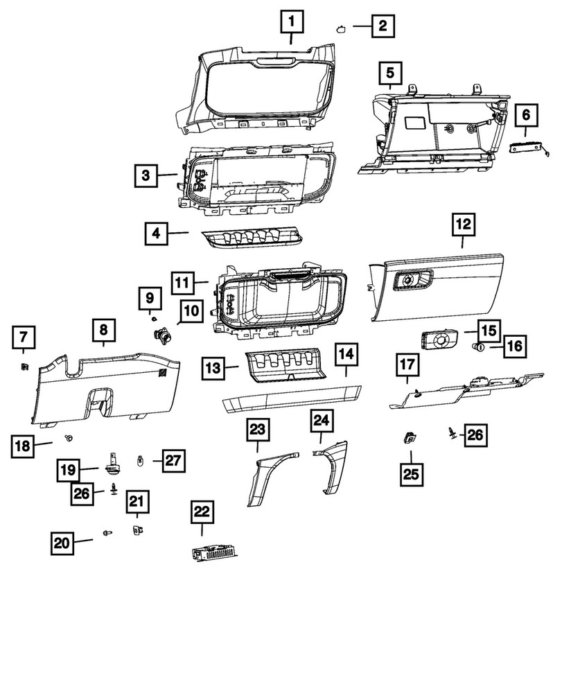 Genuine Mopar Instrument Panel Closeout Panel 6QY39TX7AA
