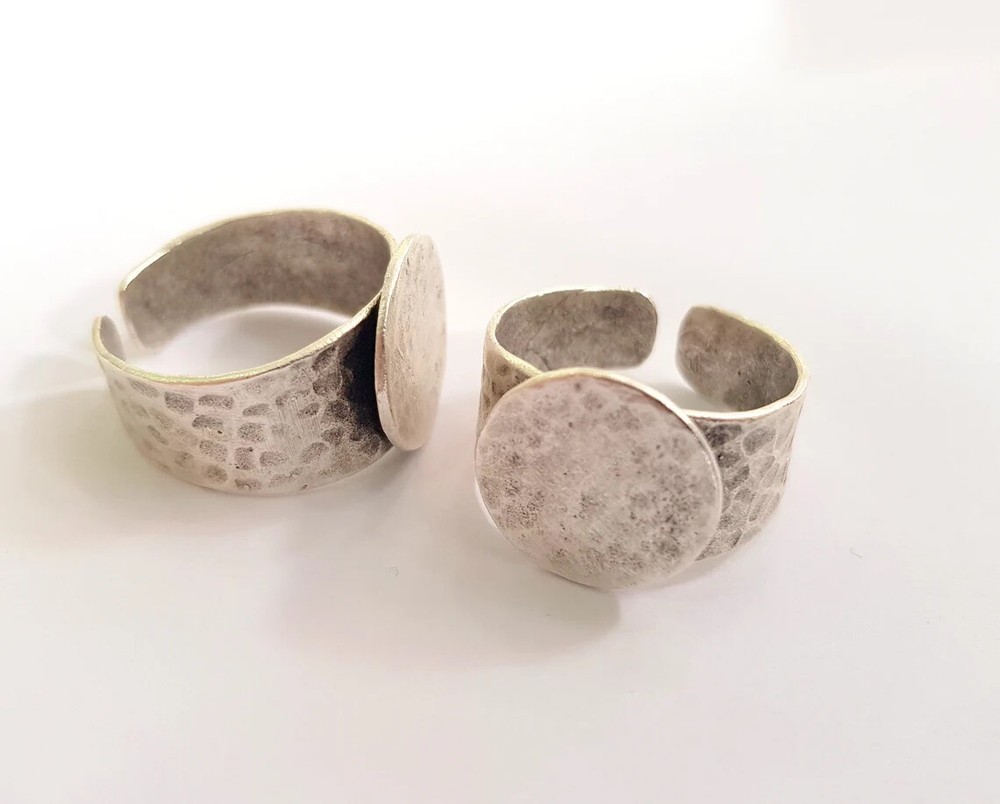 Round Blank Ring Setting Base Bezel Cabochon Antique Silver Brass G17940