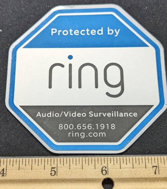 Protected By RING ~3 inches (approximate)  Security Sticker Decal