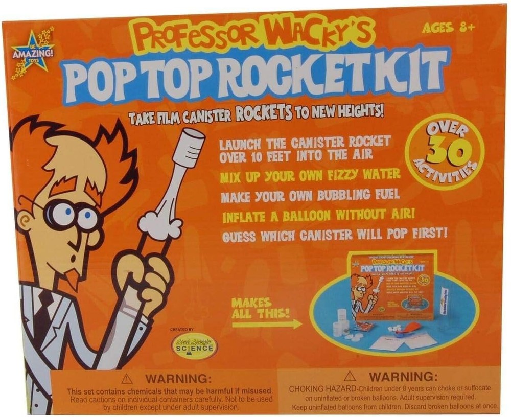 Professor Wacky's Pop Top Rocket Kit Science Fair Experiment Educational Learn