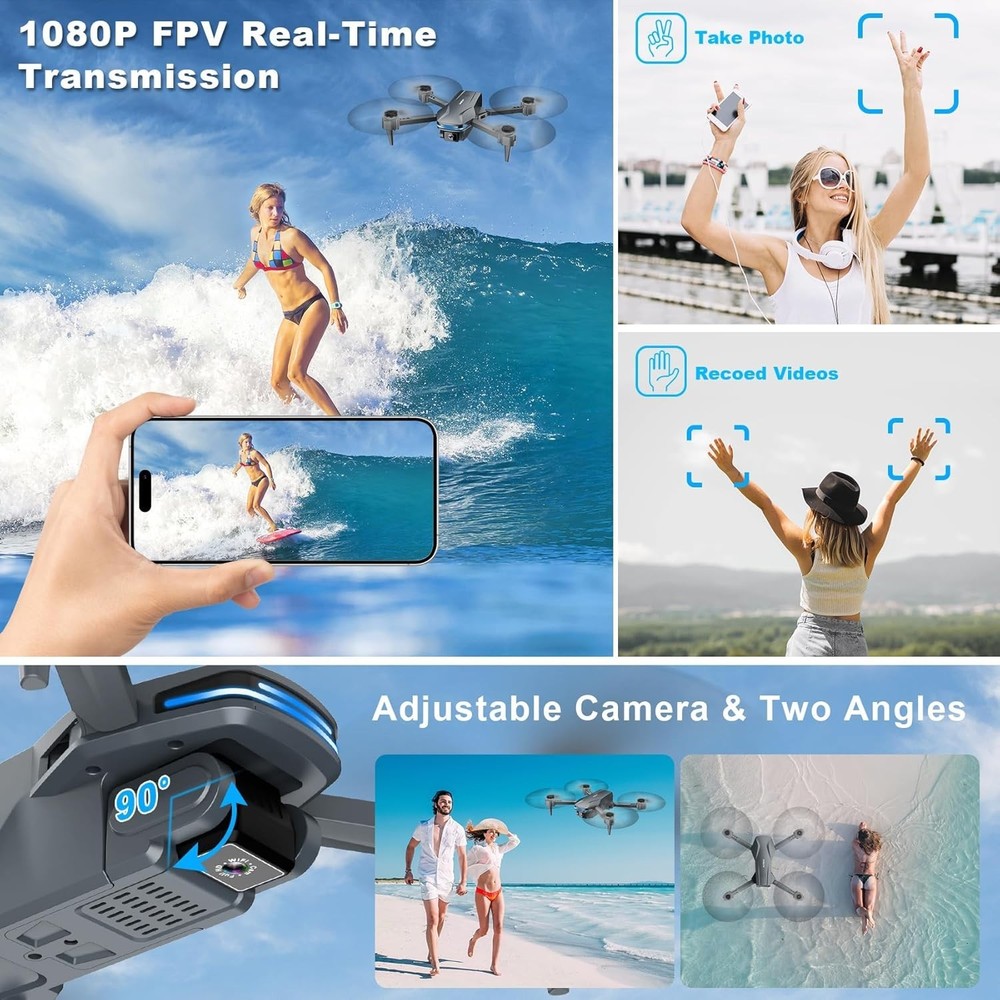 Foldable Drone with Camera 1080P HD FPV App Control for Beginners Adults