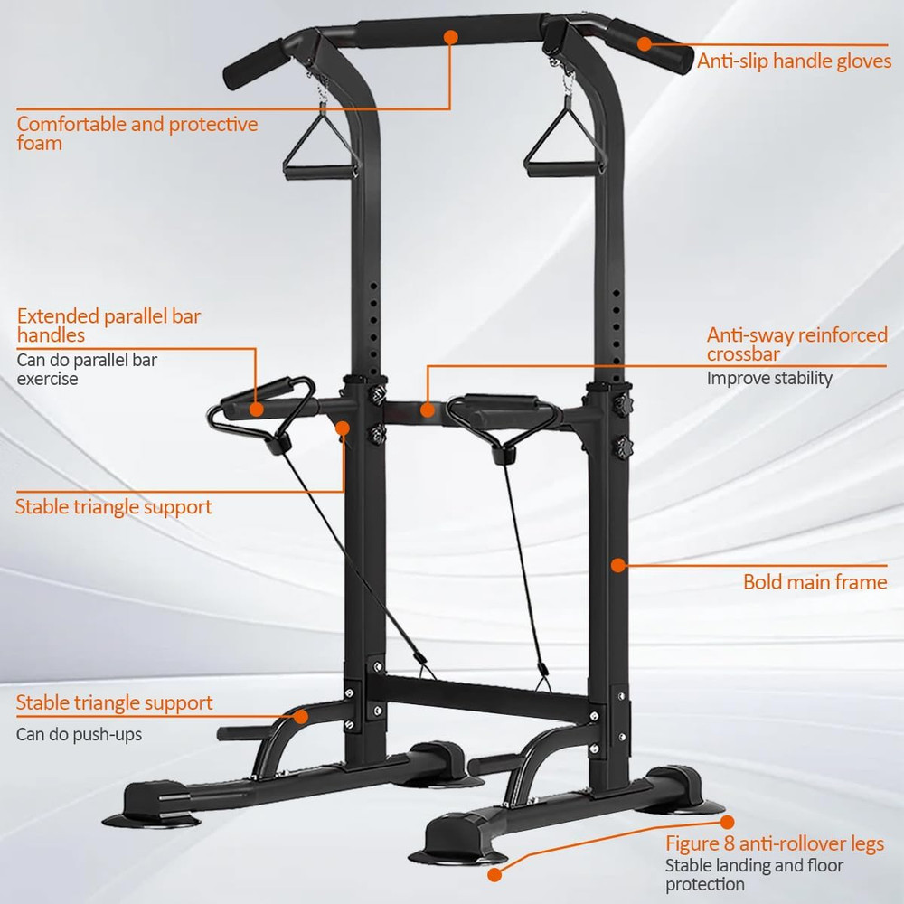 Power Tower Pull up Dip Station Adjustable Height Multifunctional Home Strength