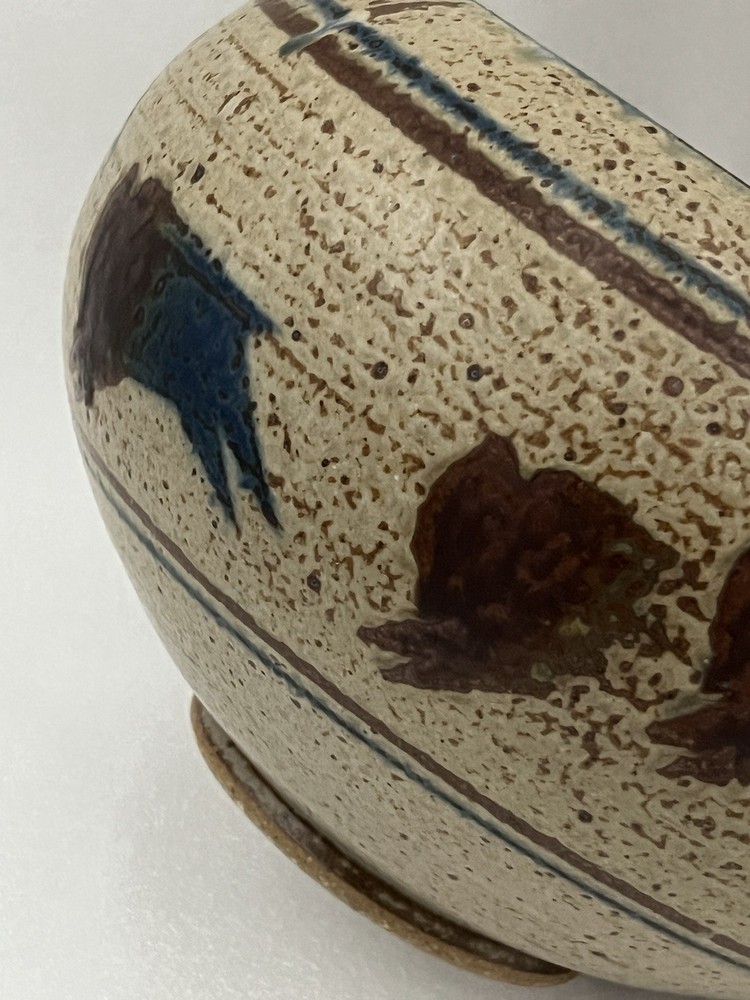 Cornhuskers Pottery Buffalo Motif Planter Bowl