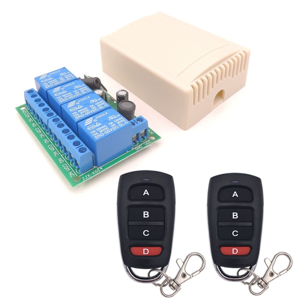 DieseRC DC 12V 24V 4CH Wireless Remote Control Switch DC 6-30V 10A 4-Channels...