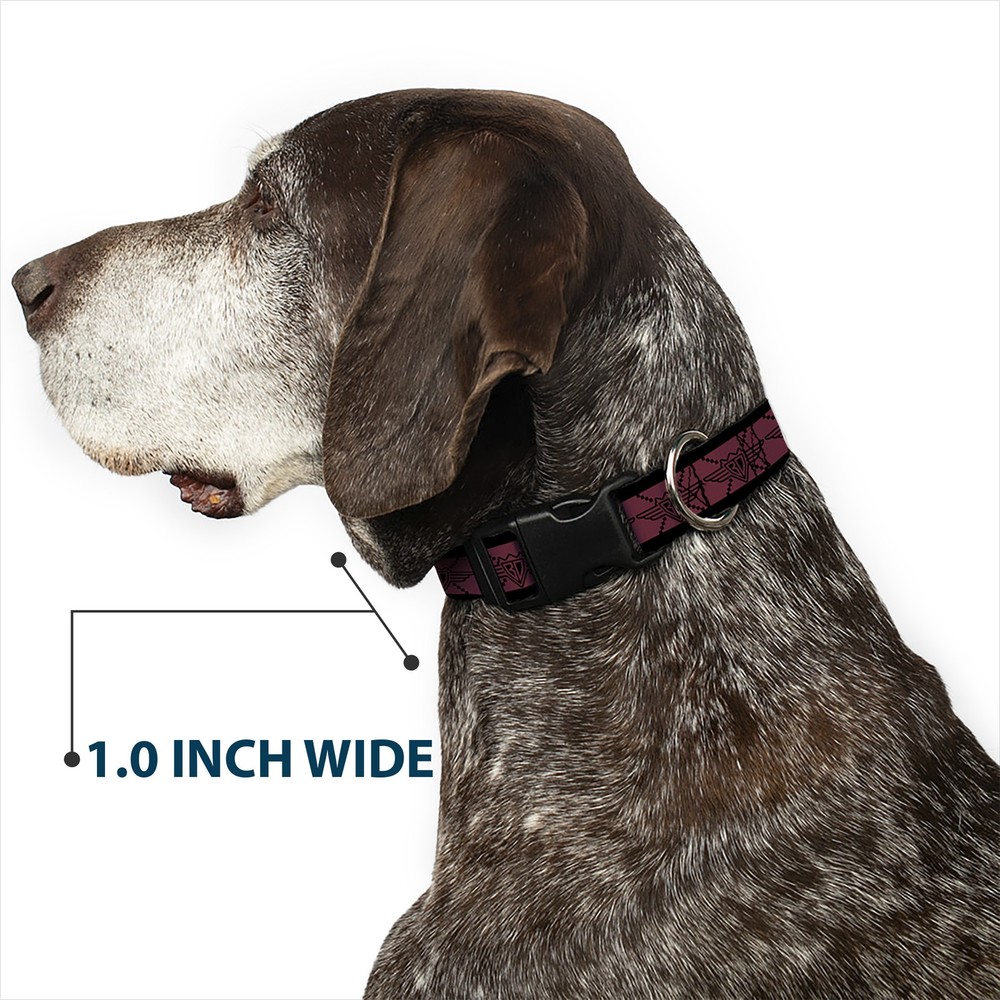 Plastic Clip Collar BD Monogram2 Red/Black Small 9.5-13"