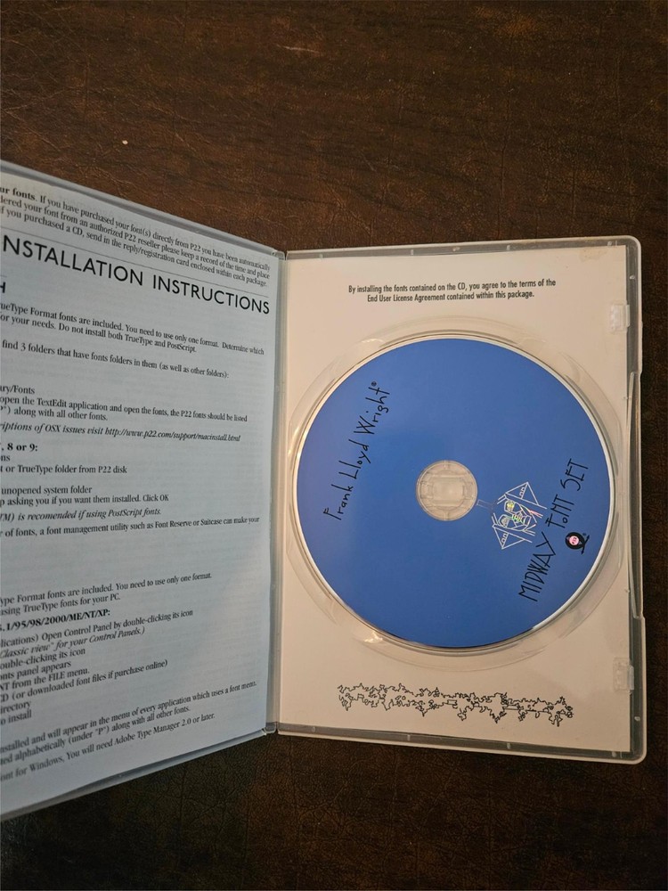 Midway Gardens Font Set CD Rom Frank Lloyd Wright 2006 Mac & Windows