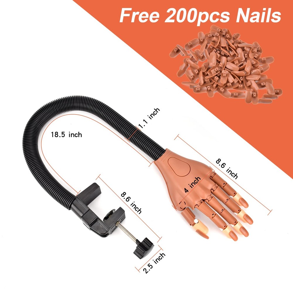 Practice Hand for Acrylic Nails Flexible Nail Practice Hand Never Fall off Na...