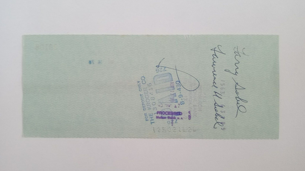 Larry Sobel: 1978 Pittsburgh Pirates Expense Check