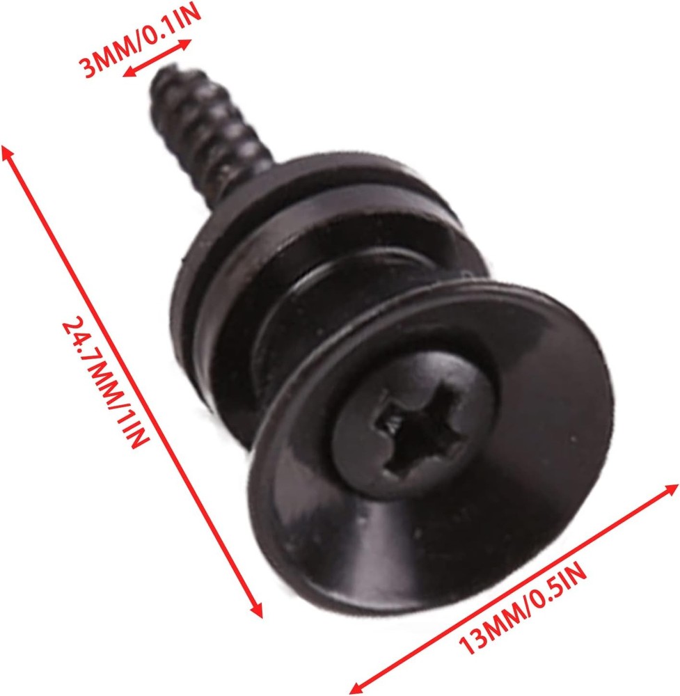 12Pcs Guitar Strap Locks Set, Metal Buttons Lock, Black