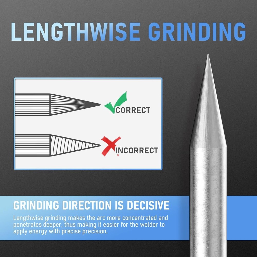 Efficient 1/8" x 7" Pre-Sharpened Blue Lanthanated Tungsten Electrodes - 10pk