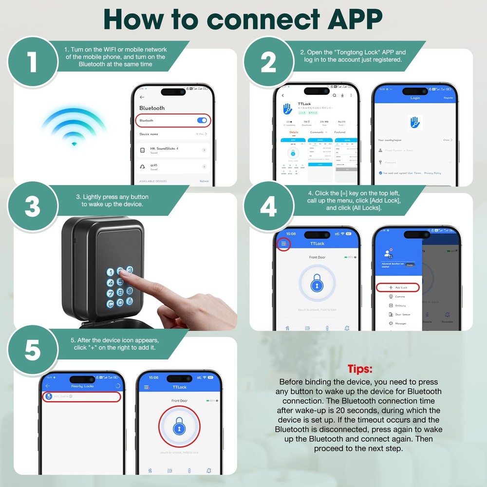 Smart Key Lock Box Electronic Bluetooth Lock Box with APP Control & PIN Code ...