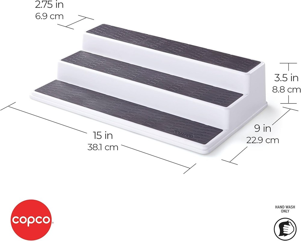 Copco 3-layer non-slip spice rack/storage rack, white/grey, non-slip design.