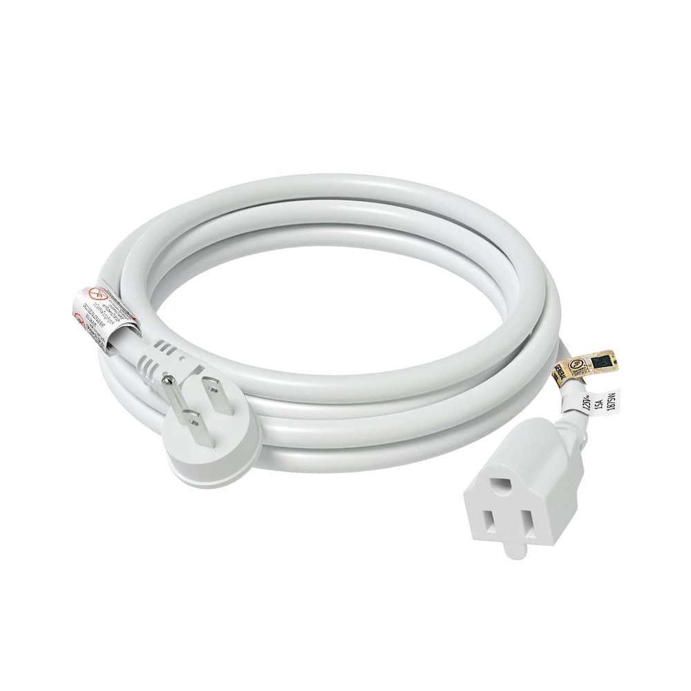 FIRMERST 6 Ft Flat Plug Extension Cord, 1875W 15A, White, UL Certified