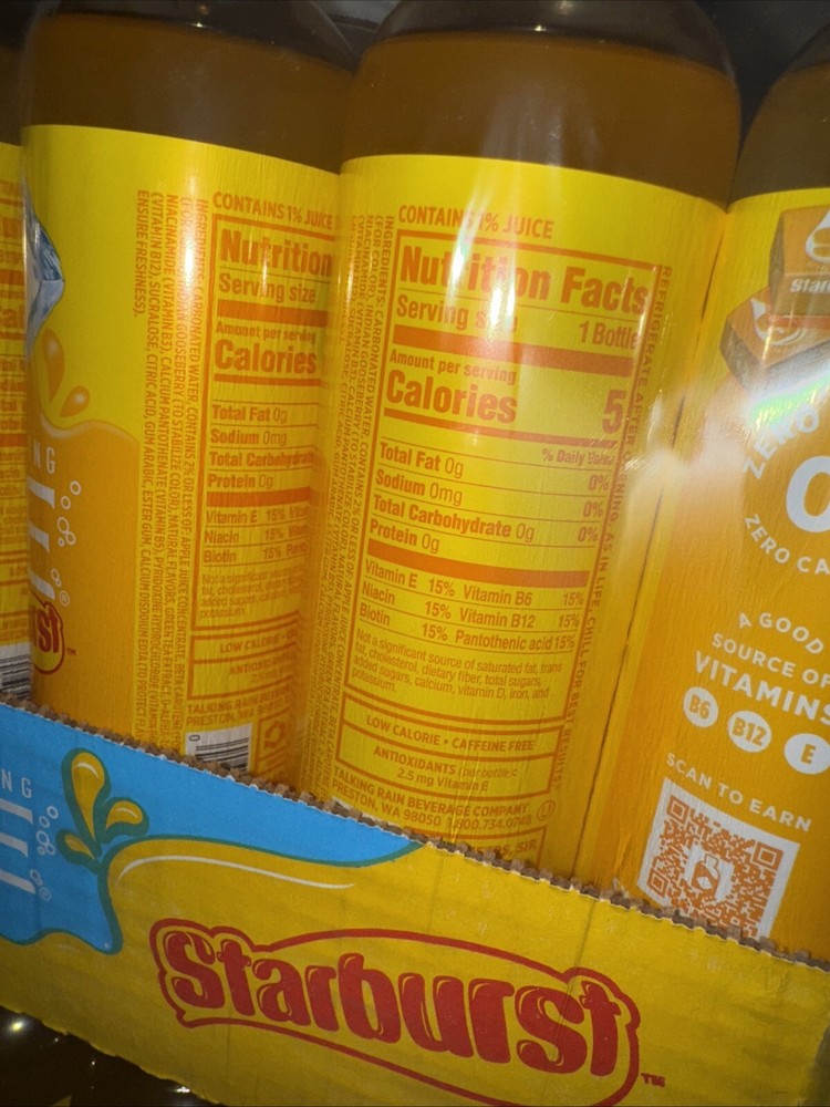 Sparkling Ice STARBURST Lemon, Zero Sugar Flavored Sparkling Water
