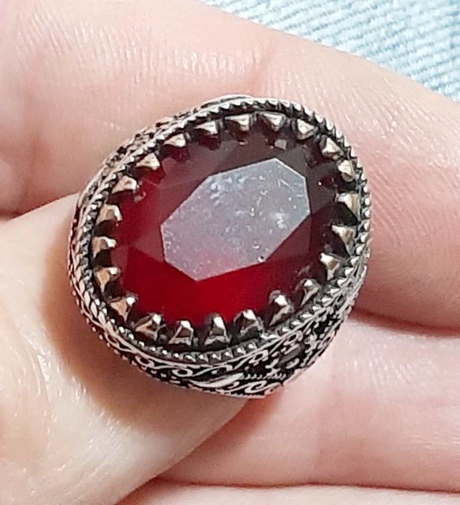 Men 925 Silver Ring Solitaire Ruby Spinel Ring Man Sterling $