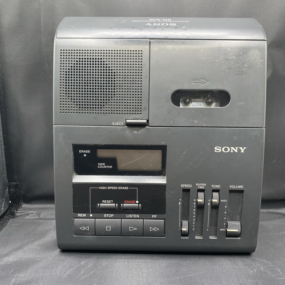 Sony BM-840 Microcassette Transcriber Unit w/AC Adapter TESTED! *No Pedal