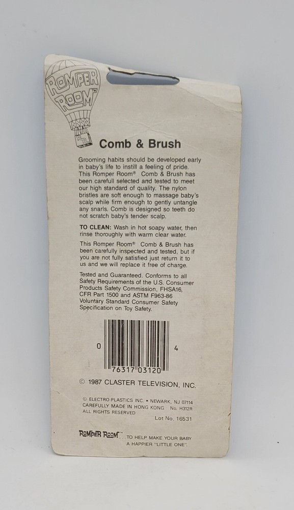 Vintage 1987 Romper Room Comb and Brush