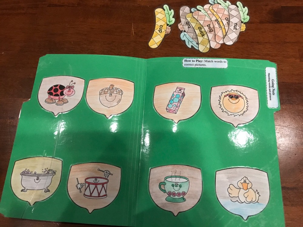 Going Nuts! Short “u” words Grade K language Art file folder game teacher