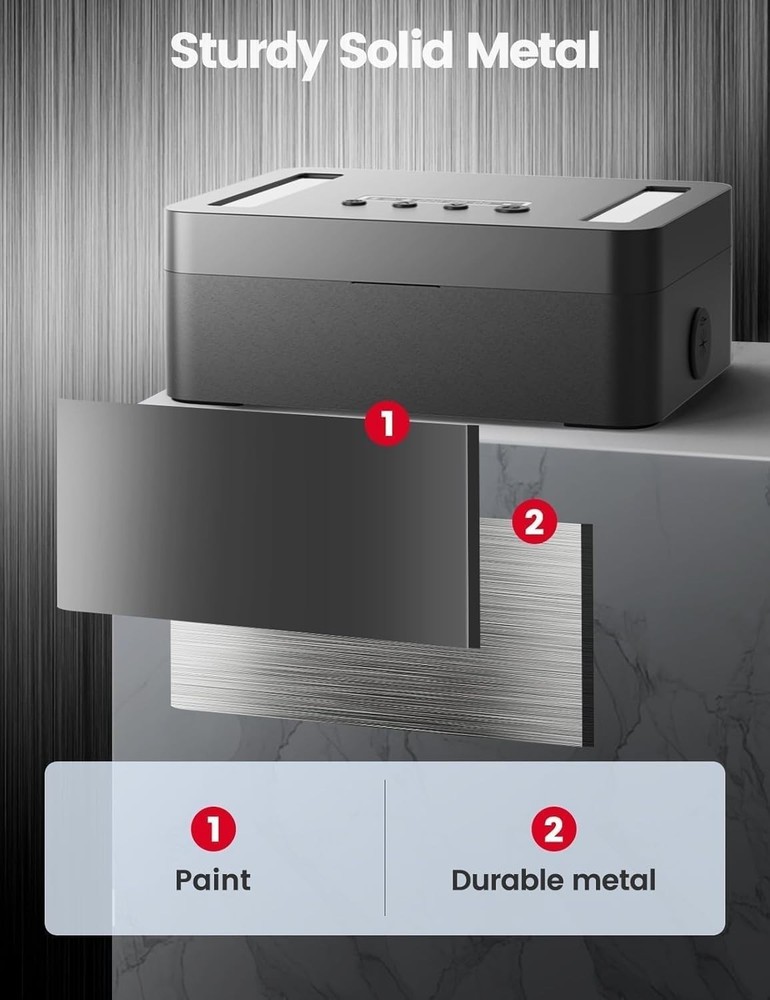 Metal Time Lock Box, Phone Lock Box with Timer, Timed Locking Safe, Self-Cont...