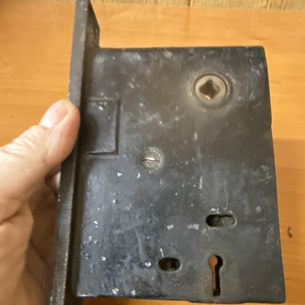 Vintage Mortise Door Lock with Latch, Dead Bolt & Solid Brass Faceplate
