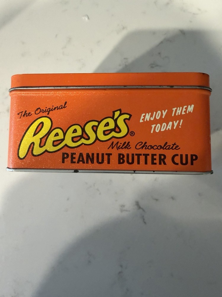 Reese's Orange Advertising Tin 1997 Candy & Nuts Theme