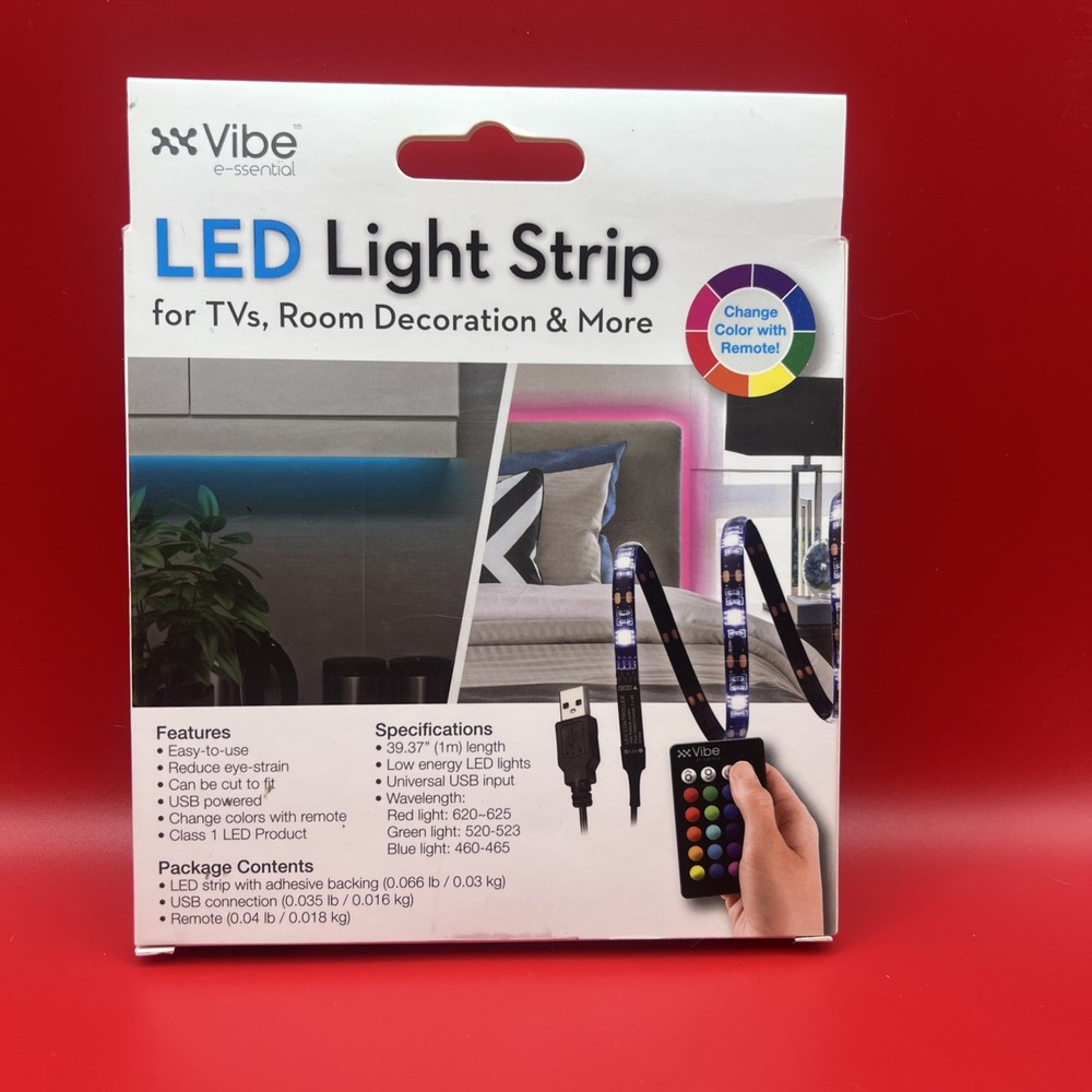 Vibe e-ssential LED Multicolor Light Strip FB-LED16 Remote Control USB Powered
