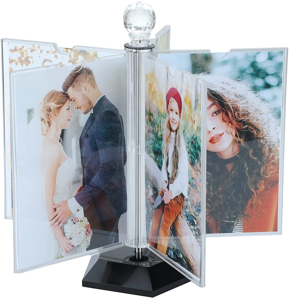 Rotating Acrylic Photo Frame DIY Multiple Picture Frame 5 Double Sides/Insert...