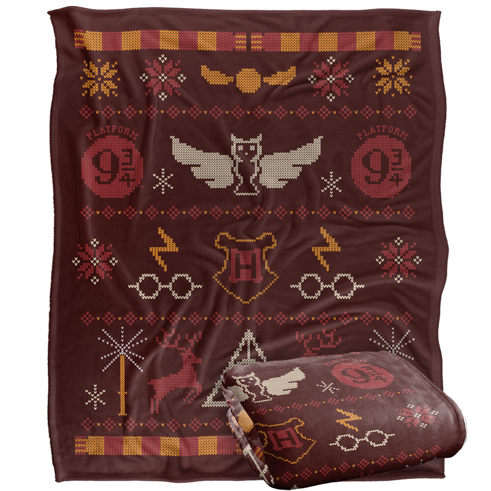 HP and The Deathly Hallows Part 2 Icon Pattern Silky Touch Blanket