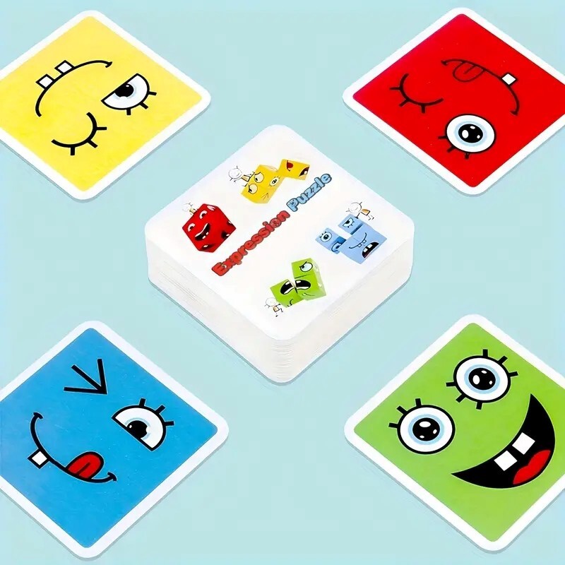 Wooden Expression Block Puzzle Game Ages 3 -6