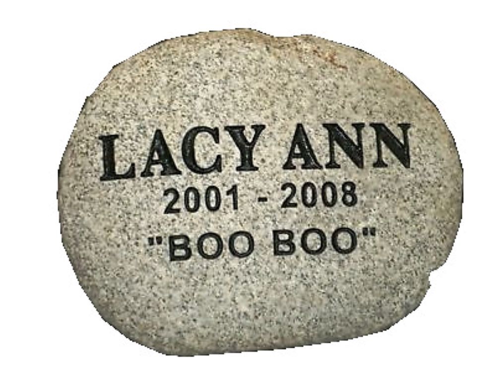pet memorial grave marker -9" personalized - custom engraved - river rocks