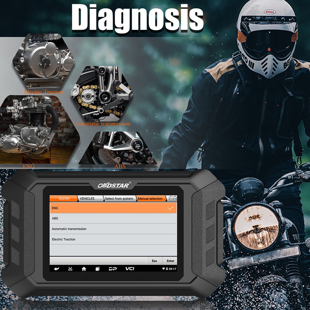 OBDSTAR MS50 STD Motorcycle Diagnostic tool OBD2 Scanner Key Coding Action test