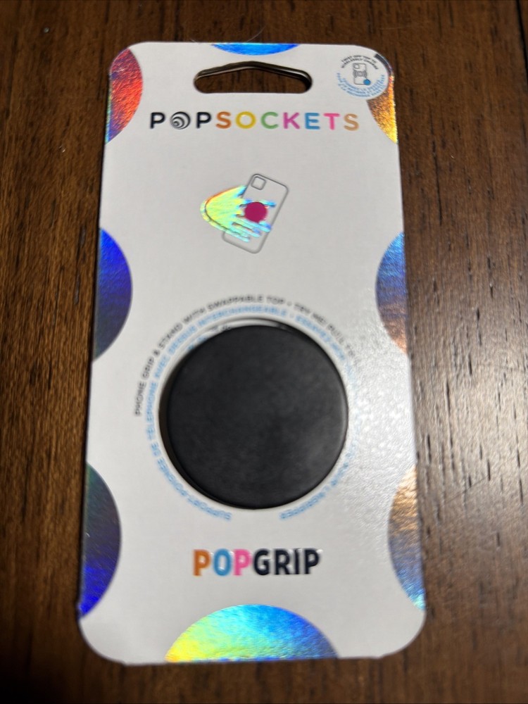 Pop Sockets Phone Grip & Stand With Swappable Top Solid Black