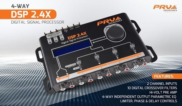 PRV Audio DSP 2.4X Car Audio Digital Processor EQ Crossover 4-Channel w/ LCD
