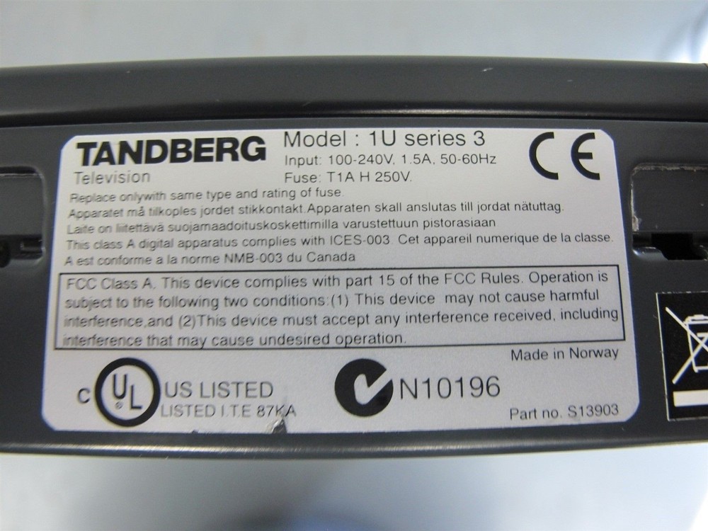Tandberg TT1260 Standard Definition Receiver Decoder 1U Series 3 s13903