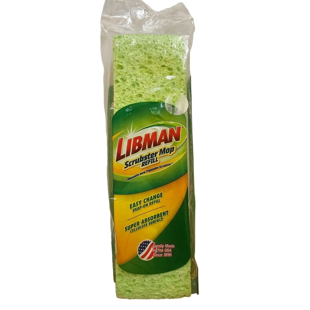 Libman Scrubster Mop Refill Easy Change Super Absorbent Cellulose Surface 1 ct