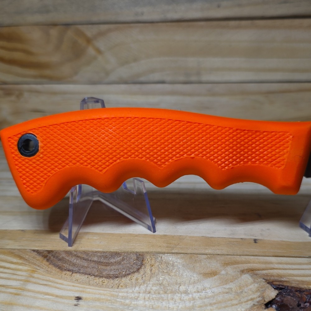 Utility Fixed Blade Knife Orange Handle w/ Plastic Sheath