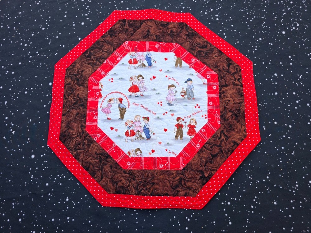 Handmade Quilted Table Topper Retro Valentine's Day St Patrick's Day