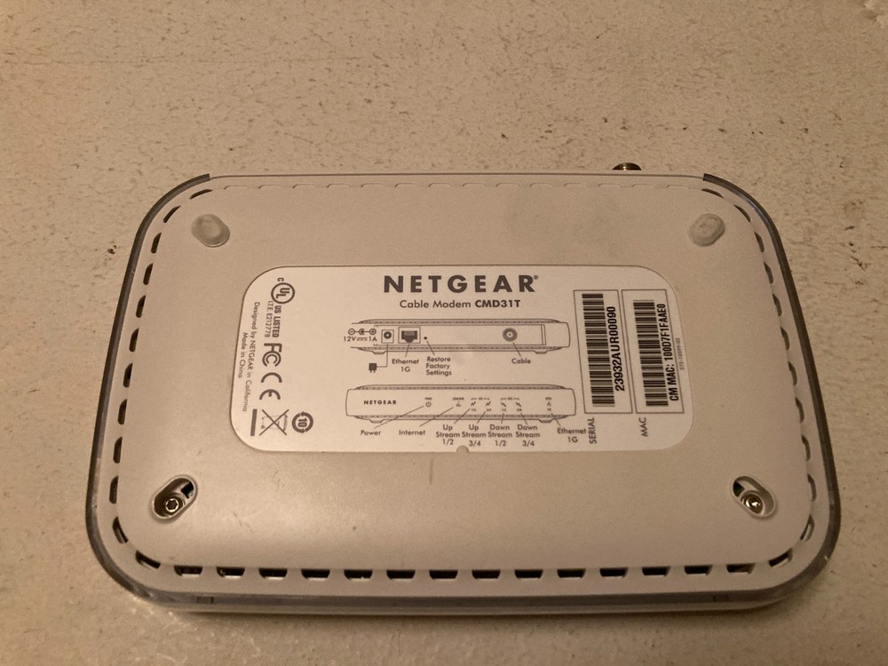 Netgear CMD31T Cable Modem Router High Speed Internet Comcast Xfinity