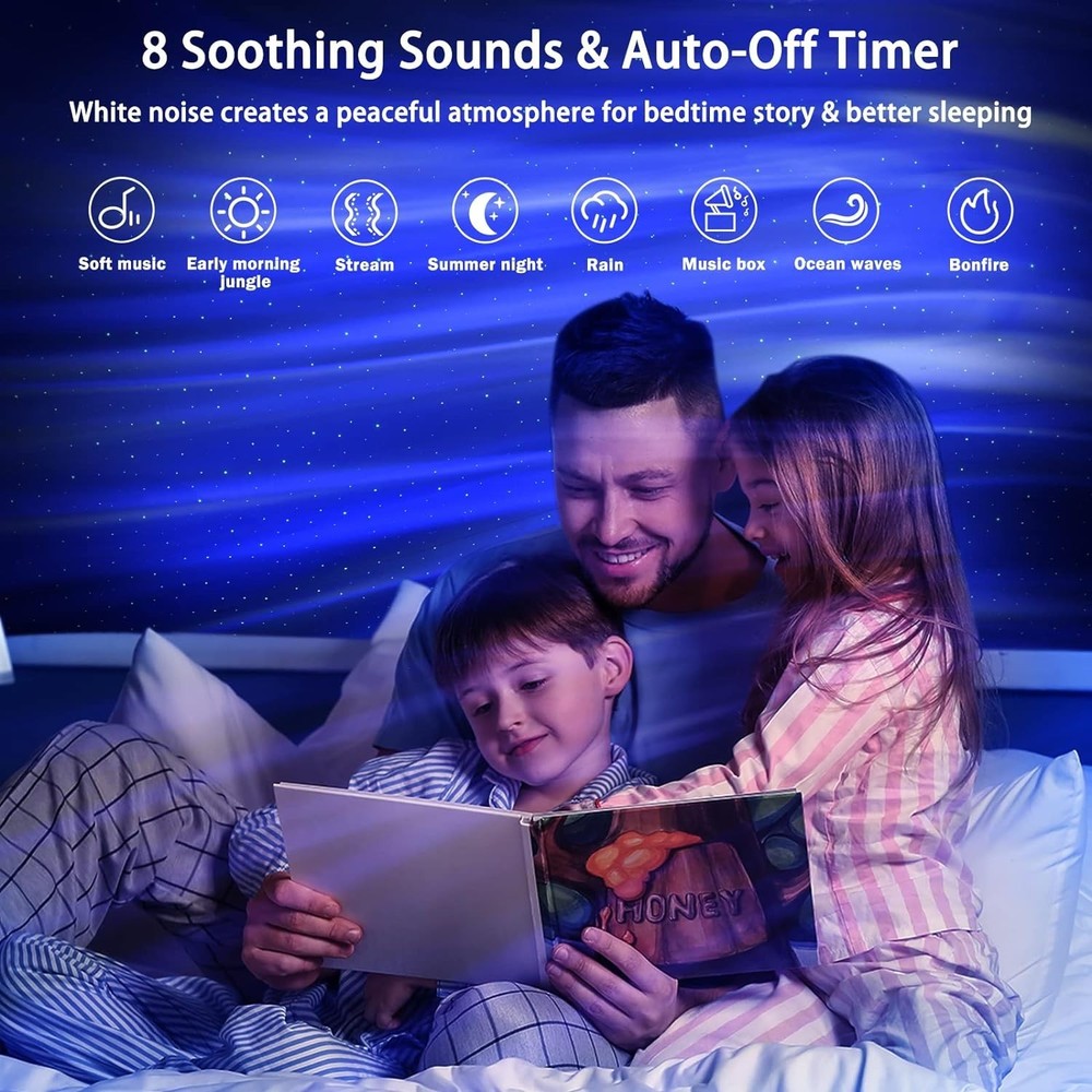 Northern Lights Star Projector & Bluetooth Speaker - Relaxing Night Light for...