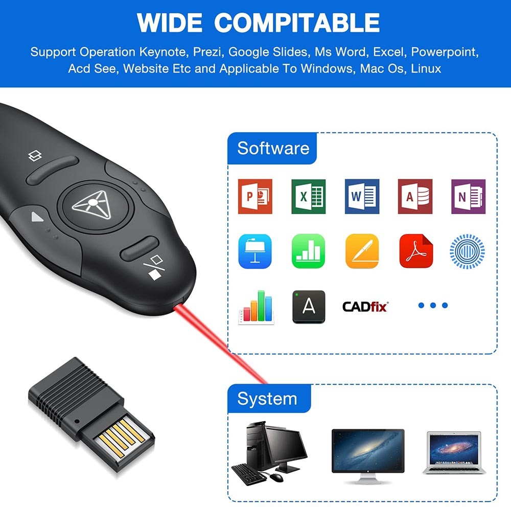 User-Friendly Sturdy High-Performance Multi-Functional Wireless Presenter Remote