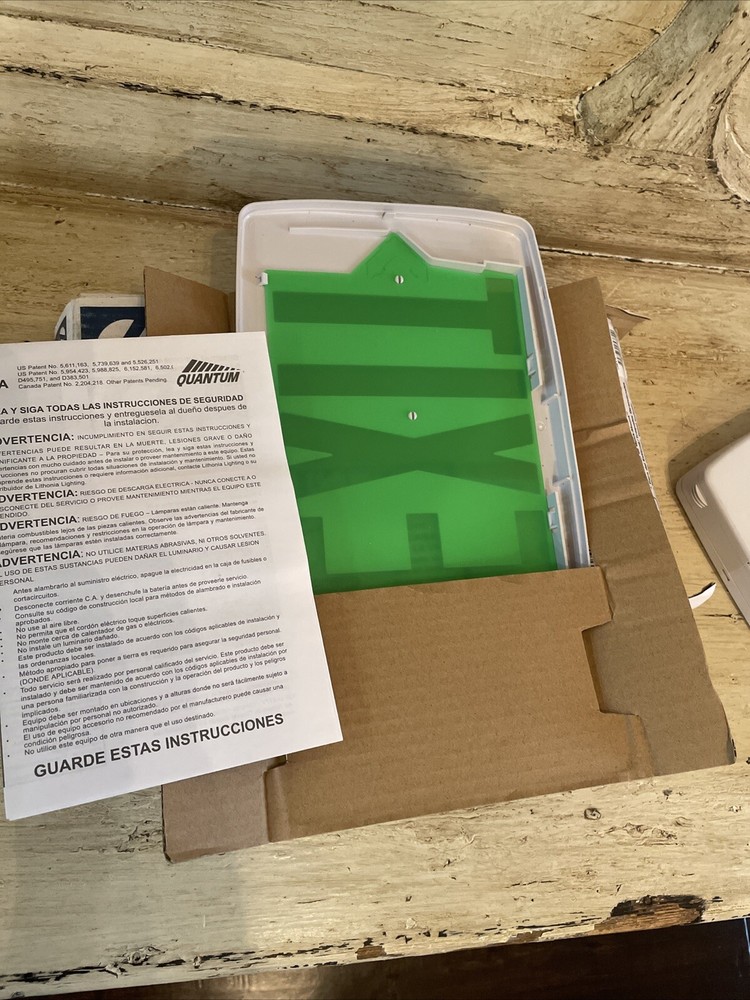 Lithonia Emergency Exit Sign Green Lettering Untested Open Box