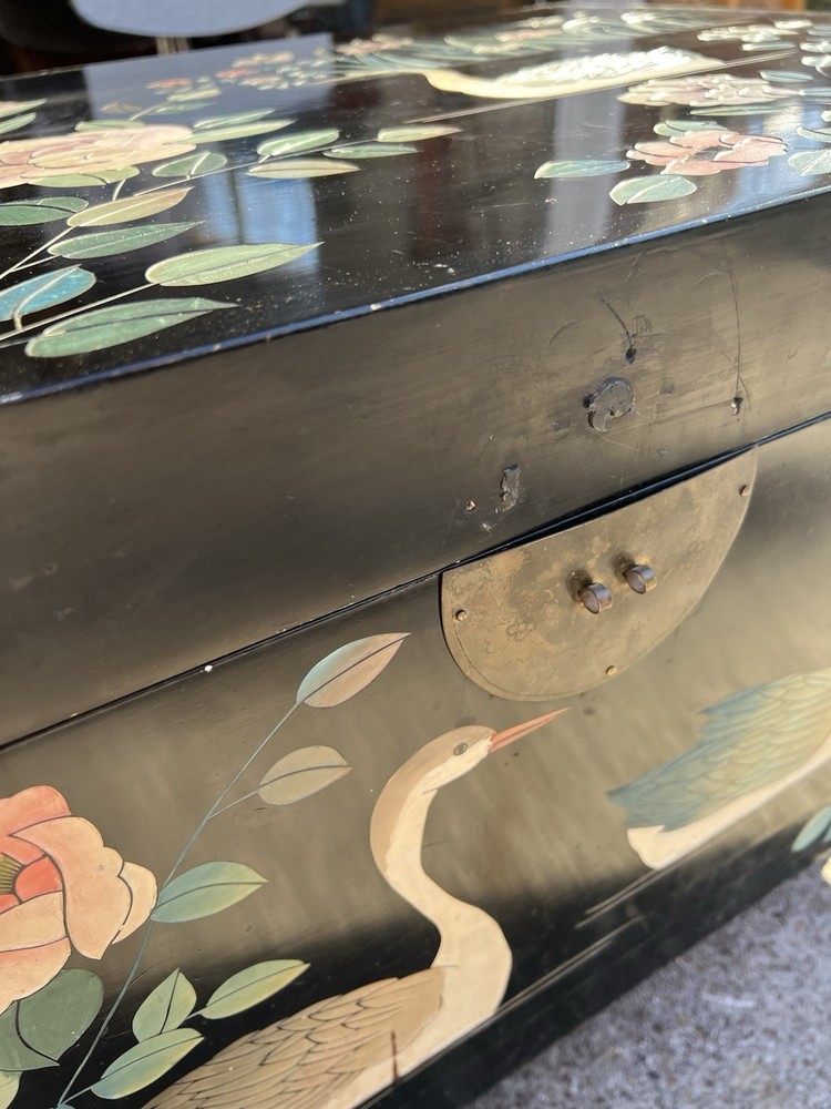 Chinese Black Lacquer Wedding Chest 36" x 24"