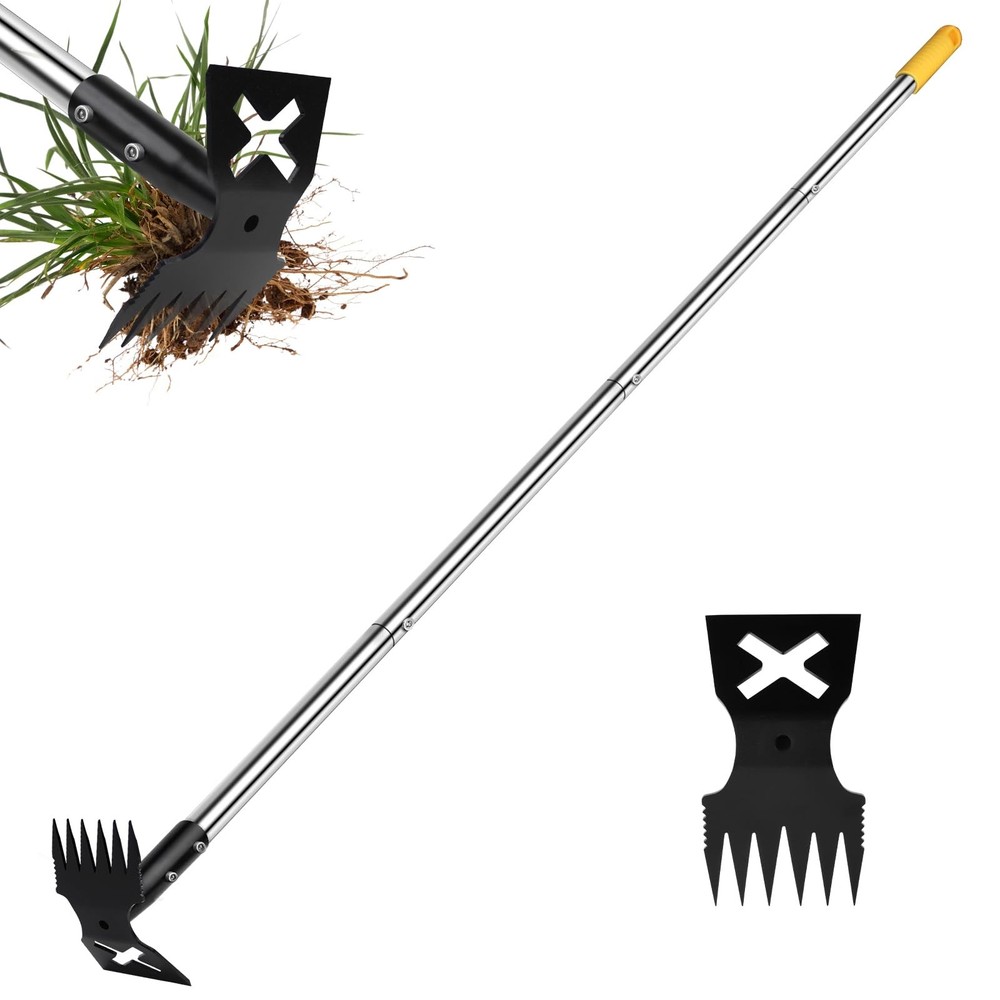 Weed Puller Tool with Long Handle, 60" Manual Weeding Tools Gardening, 2 in 1...