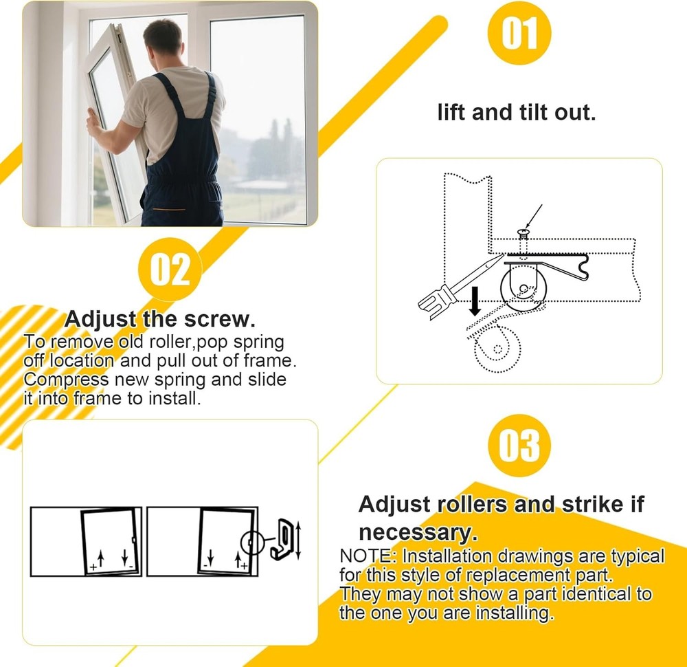 4 Pack Sliding Screen Door Rollers for Academy Doors, Smooth & Quiet, 1" Concave