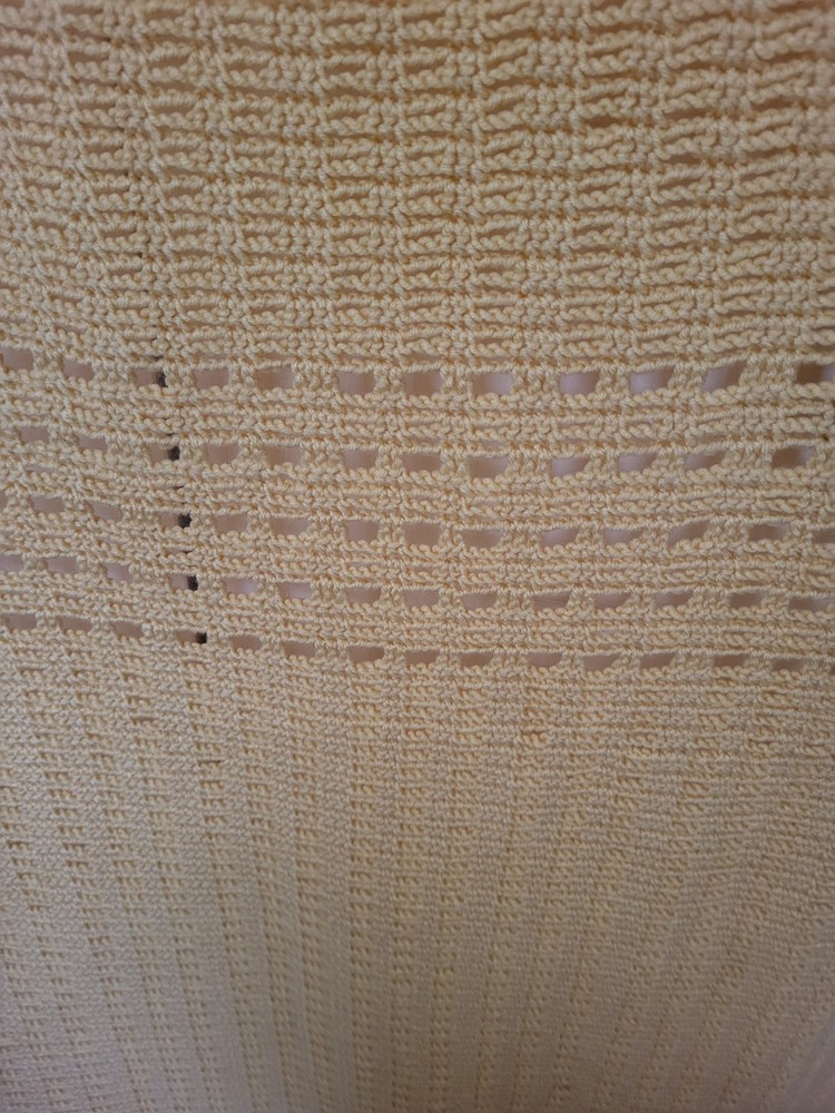Crochet Afghan Blanket Handmade Mild Yellow